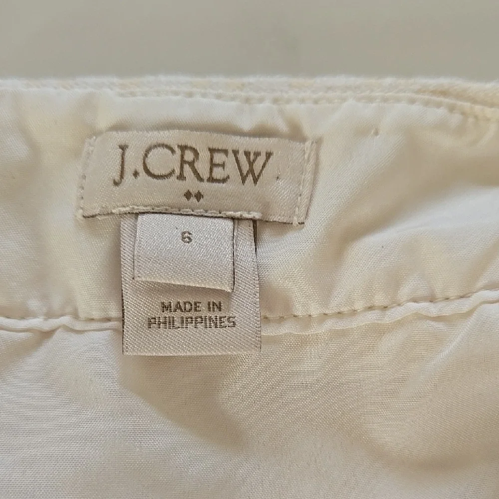 J.Crew Cream Embroidered Pencil Skirt‎ Size 6 Quiet Luxury Workwear